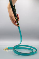 Acqua Turquoise Leather Dog Lead
