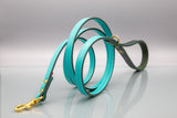 Acqua Turquoise Leather Dog Lead