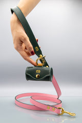 Roses Pink Leather Dog Lead