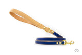 Ocean Blue Leather Dog Leash Front View
