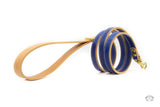 Ocean Blue Leather Dog Leash Side View