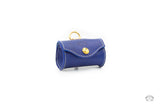 Ocean Blue Leather Poop Bag Holder front view
