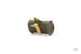 Olive Green Leather Poop Bag Holder back view