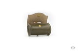 Olive Green Leather Poop Bag Holder open view
