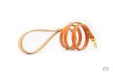 Sunset Orange Leather Dog Leash side view