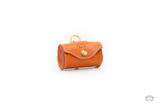 Sunset Orange Leather Poop Bag Holder front view