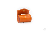 Sunset Orange Leather Poop Bag Holder open view