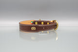 Chocolate Brown Leather Dog Collar
