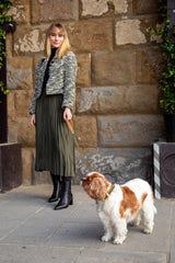 Olive Green Leather Dog Collar