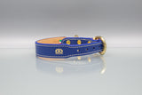 Ocean Blue Leather Dog Collar