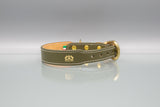 Olive Green Leather Dog Collar
