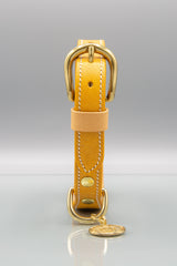 Sunflower Yellow Leather Dog Collar