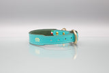 Acqua Turquoise Leather Dog Collar