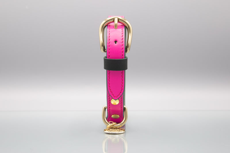 Burano Pink Leather Dog Collar