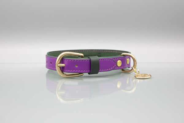 Lavender Purple Leather Dog Collar