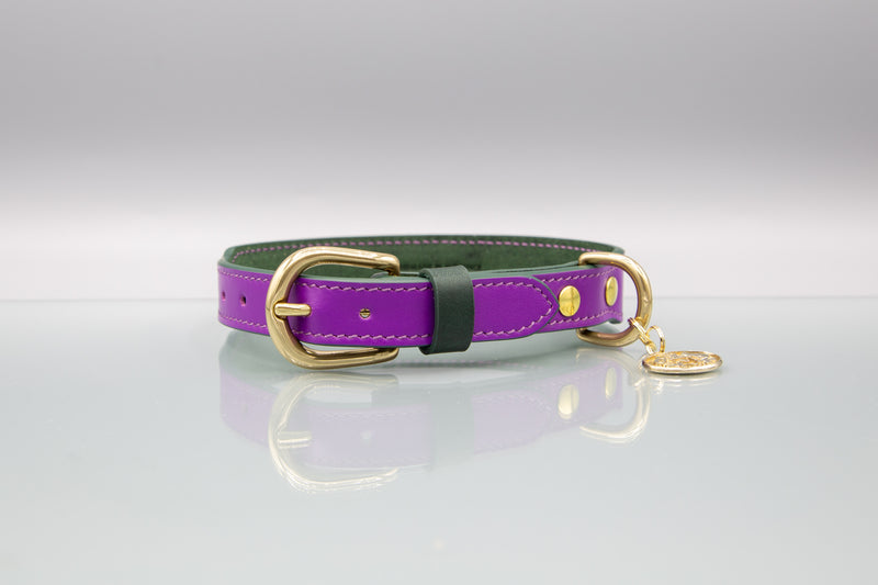 Lavender Purple Leather Dog Collar