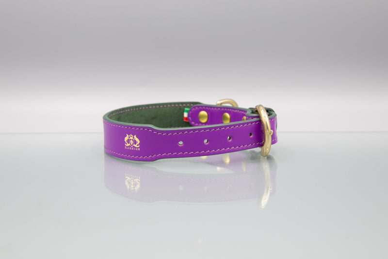 Lavender Purple Leather Dog Collar