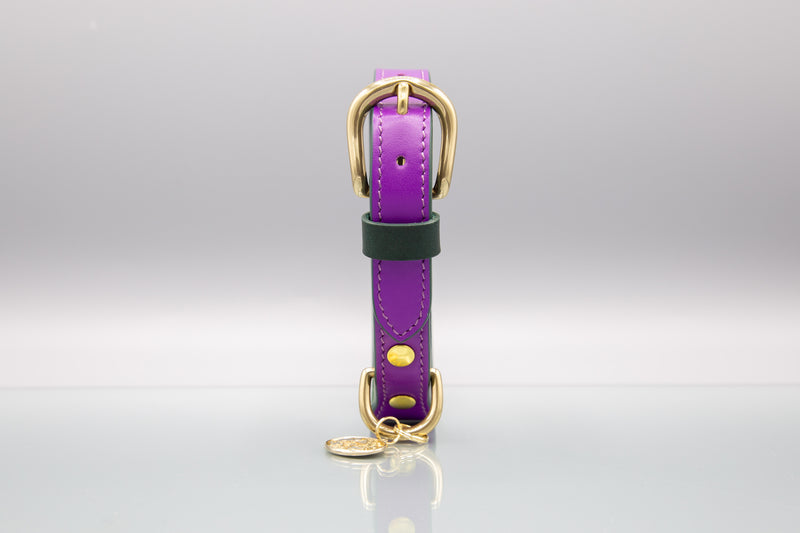 Lavender Purple Leather Dog Collar