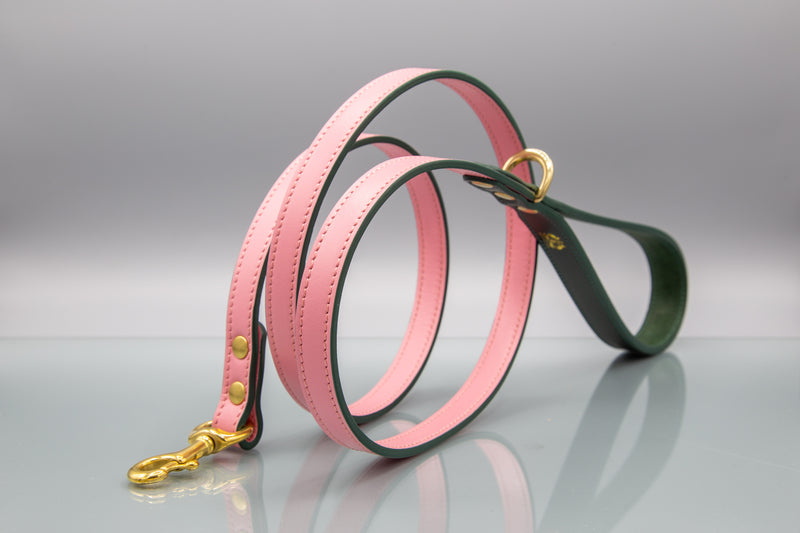 Roses Pink Leather Dog Lead