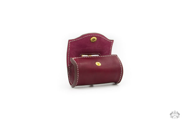 Chianti Maroon Leather Poop Bag Holder open view