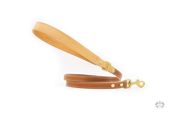 Florence Saddle Brown Leather Dog Leash front view