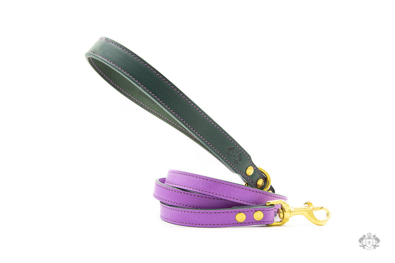 Lavender Purple Leather Dog Lead