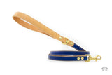 Ocean Blue Leather Dog Leash Front View 