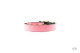Roses Pink Leather Dog Collar