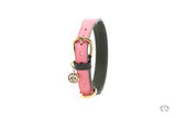 Roses Pink Leather Dog Collar