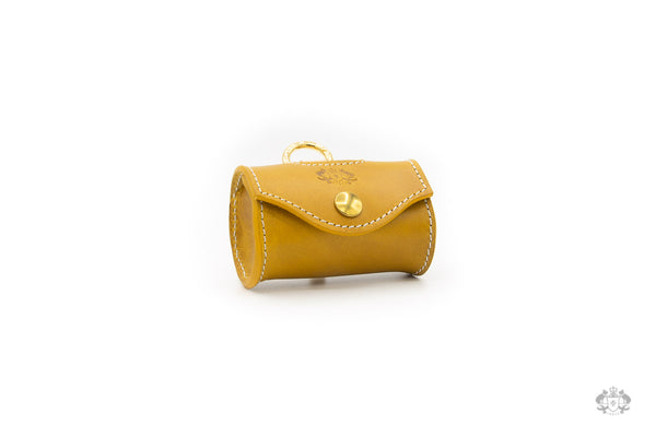 Sunflower Yellow Leather Poop Bag Holder front view
