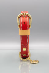 Poppy Red Leather Dog Collar