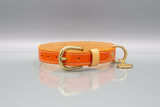 Sunset Orange Leather Dog Collar